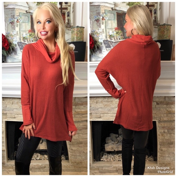 🛍LAST 1! Rust Cowl Neck Sweater Tunic! - Picture 6 of 8